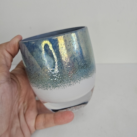 Glassybaby Other - Glassybaby Mother Earth Green Blue White Glass Votive Pre-Triskelion Frit Candle
